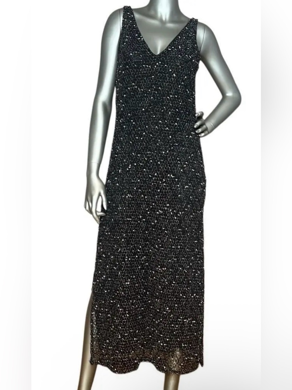 Zara Mesh Knit Midi Dress Black S Sleeveless Glam Whimsigoth Event